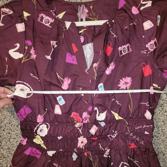 Chic Burgundy Patterned Dress - Picture 12 of 14